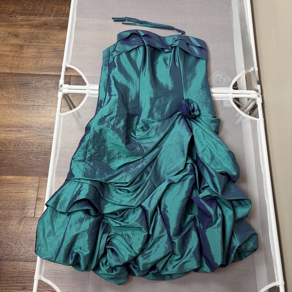 Impression Bridal Prom Dress Size 10 Teal Iridescent Taffeta Y2K Formal Sorority - Picture 7 of 16
